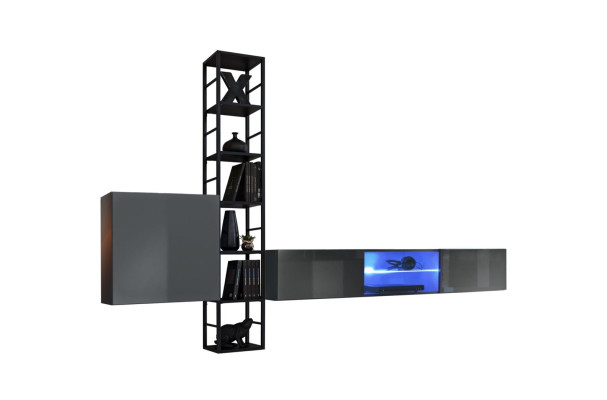 Mobili soggiorno parete attrezzata in legno set TV completo nuovo arredamento.