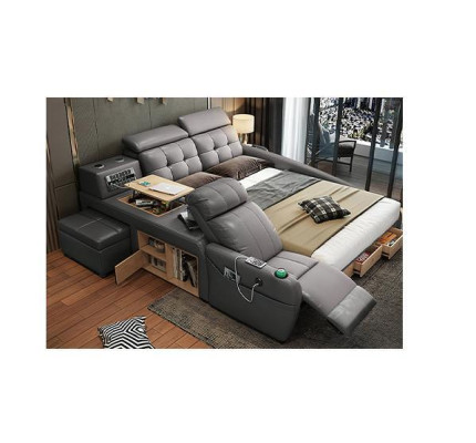 Design multifunzione Letto Grande in ecopelle Hotel Imbottito 180x200 Nuovi letti