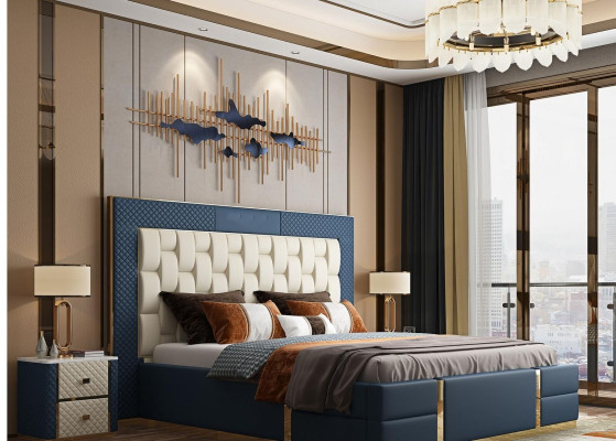 Design Boxspring letto Moderno Letti Letto Letto Matrimoniale Hotel Lusso 180x200 Nuovo