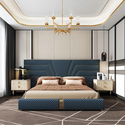 Designer Letto Letti Letto Imbottito in Metallo Oro 180x200 Letto Matrimoniale Letto Matrimoniale