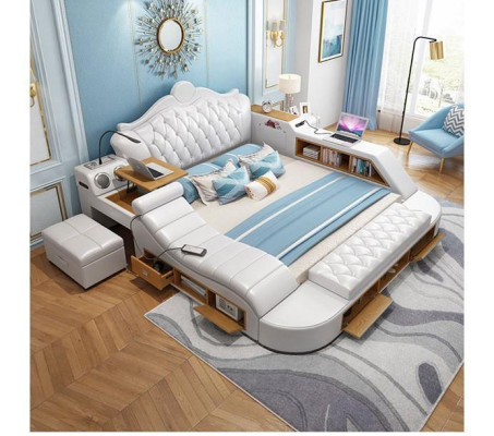 Letto multifunzionale Chesterfield doppio design di lusso 180x200 USB.