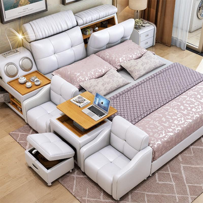 Letto multifunzione Letto moderno dell'hotel Letto multifunzione con suono Bluetooth 180x200
