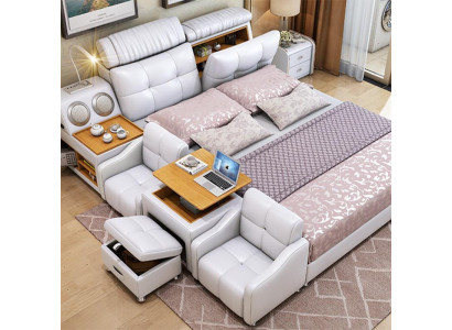 Letto multifunzione Letto moderno dell'hotel Letto multifunzione con suono Bluetooth 180x200