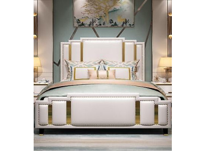 Design di lusso in pelle per letto imbottito, doppio letto per la camera da letto dell'hotel.