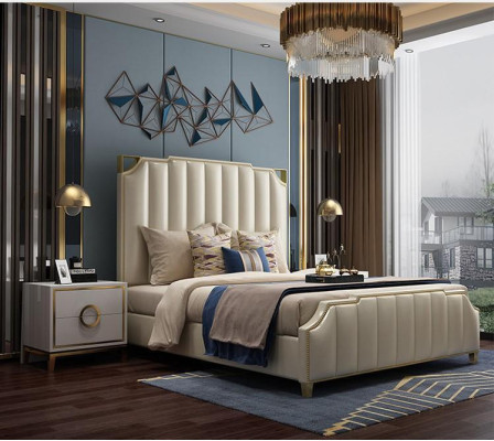 Letto design Letto matrimoniale di lusso Letti imbottiti Mobili da camera da letto 180x200