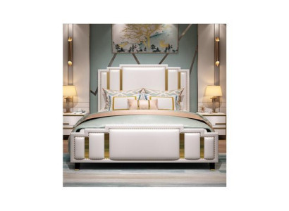 Set camera da letto di lusso Design Letto 2 comodini in legno Completo 3 pezzi