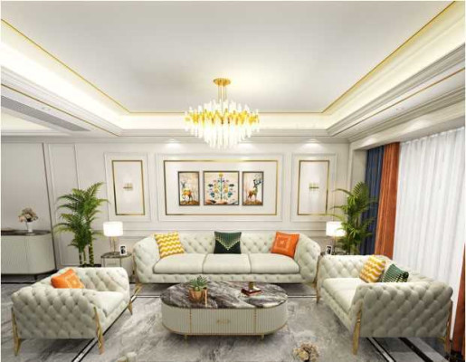 Set di divani 3+2+1 posti in pelle per il soggiorno, 3 pezzi.