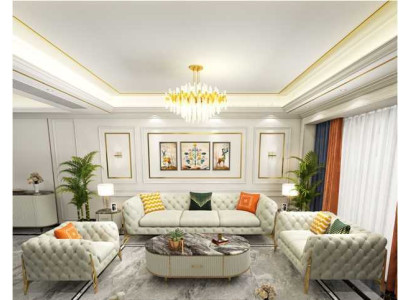 Set di divani 3+2+1 posti in pelle per il soggiorno, 3 pezzi.