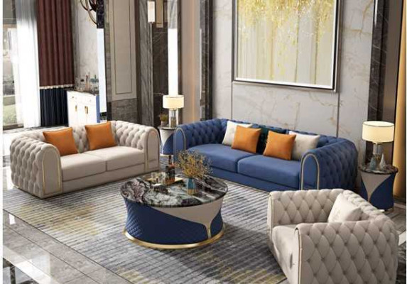 Set da salotto di lusso 3 pezzi in stile moderno Chesterfield, divano di design 3+2+1