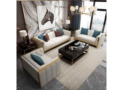 Set soggiorno divano 3+1 posti lussuoso divani bianchi design in pelle nuovo