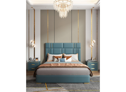 Set da camera da letto Designer di lusso, gruppo di 3 pezzi, nuovo letto 2x comodino.