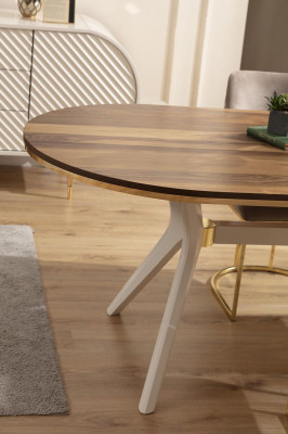 Gruppo di sedie da pranzo di lusso per la sala da pranzo angolare in marrone con tavolo e sedie, set da 7 pezzi.