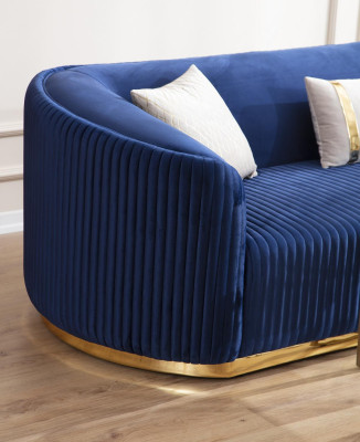 Set divano moderno, poltrona a tre posti, mobili in acciaio inossidabile, set di lusso di design.