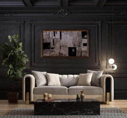Divano a tre posti bianco di lusso, design moderno in acciaio inossidabile, mobili da soggiorno.