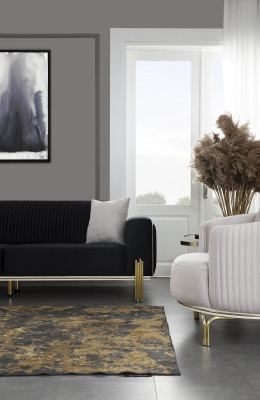 Sedia di lusso Bianca, poltrona da soggiorno in poliestere e acciaio inox.