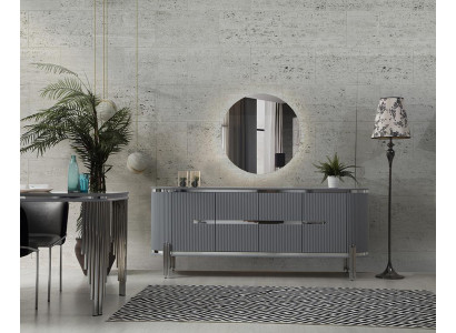 Grigio credenza di lusso, cassettiera, credenza, mobile da sala da pranzo, mobili in legno.