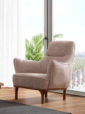 Sedia moderna Poltrona da cocktail Poltrona da orecchie Mobili da designer Beige Mobili in legno