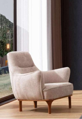 Sedia moderna Poltrona da cocktail Poltrona da orecchie Mobili da designer Beige Mobili in legno