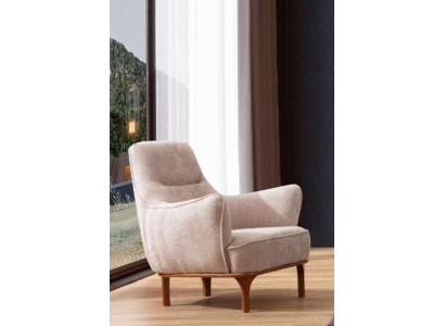 Sedia moderna Poltrona da cocktail Poltrona da orecchie Mobili da designer Beige Mobili in legno