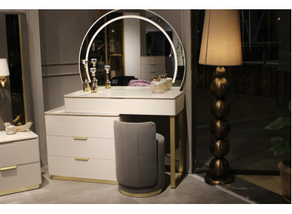 Tavolo da trucco con specchio Design mobili da camera da letto di lusso 2 pezzi. Nuovo