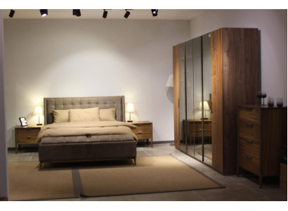 Set da camera da letto di design Letto di lusso 2x comodino in legno Completamente nuovo 3 pezzi.