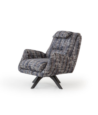 Poltrona moderna grigia per soggiorno, seduta in tessuto di lusso, design di mobili lounge club.