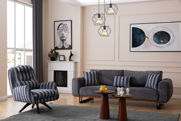 Moderno set da soggiorno 2 pezzi. Lussuoso divano 3+1 posti mobili