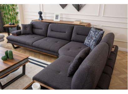 Divano angolare moderno a L grigio di lusso per il soggiorno, divano angolare design.