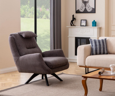 Sedia moderna imbottita in tessuto per designer, Moderno Lounge Club imbottito marrone.