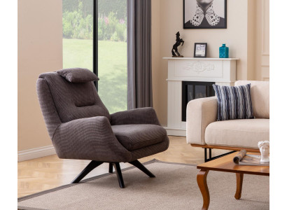 Sedia moderna imbottita in tessuto per designer, Moderno Lounge Club imbottito marrone.