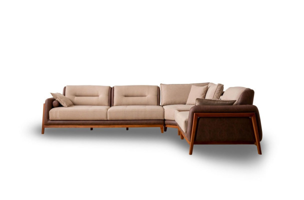 Divano ad angolo di lusso a L in beige, mobili da soggiorno multifunzione divano moderno.