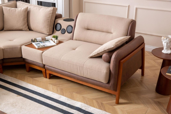 Set da soggiorno di lusso 3 pezzi divano ad angolo a forma di L 3 posti poltrona relax mobili