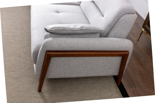 Set soggiorno Divano angolare a forma di L Divano grigio imbottito 3 +1 posti in tessuto