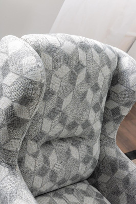 Set soggiorno Divano angolare a forma di L Divano grigio imbottito 3 +1 posti in tessuto