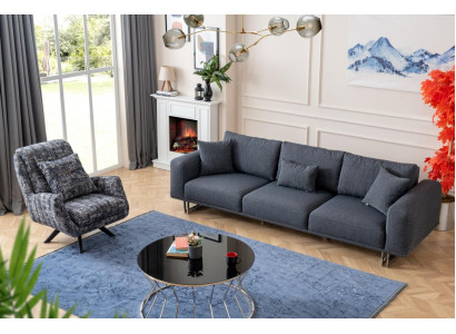 Set di lussuosi divani 4 + 1 posti in tessuto per divani e poltrone