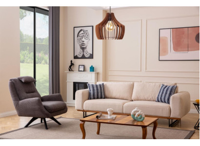 Set da soggiorno di lusso 2 pezzi, divano a 3 posti con poltrona, design divano