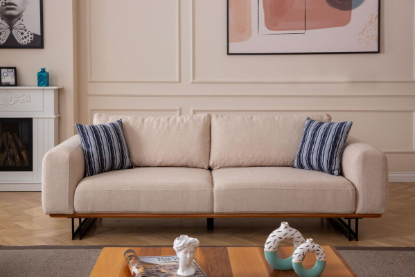 Set da soggiorno di lusso 2 pezzi, divano a 3 posti con poltrona, design divano