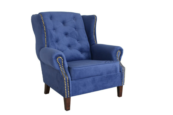 Poltrona Divano TV 1 posto Divano Design Tessile Sofà Imbottito Poltrona con ali