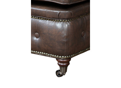 Chesterfield Poggiapiedi Club Lounge Pouf in Pelle Tessuto Ottomano Designer