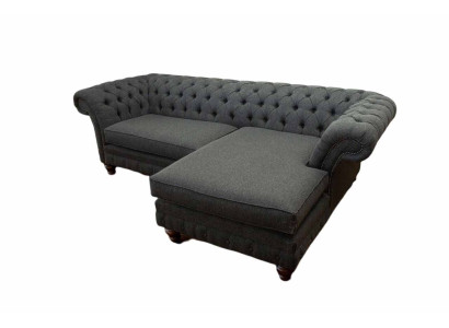 Divano ad angolo Chesterfield a L in stoffa, design, divano, seduta, tessuto, angolo, nuovo.
