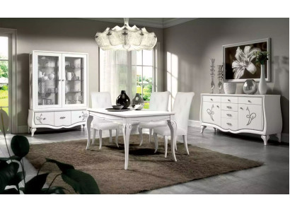 Set da sala da pranzo: tavolo da pranzo, 4 sedie, gruppo da pranzo, mobiletto, 7 pezzi.