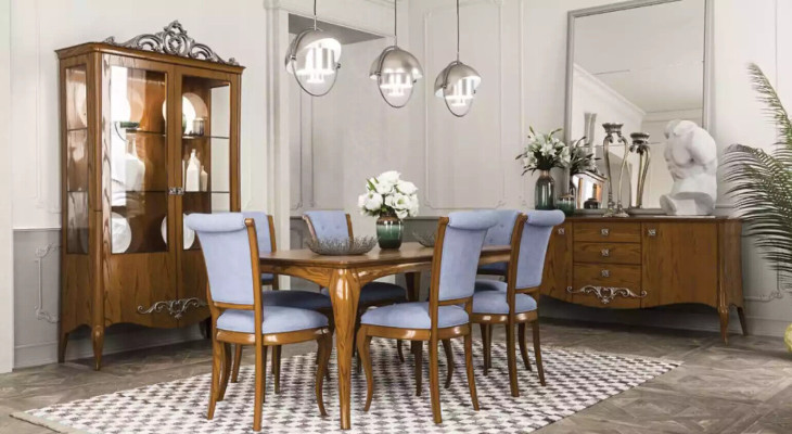 Set da sala da pranzo, set tavolo 6 sedie design credenza mobili di lusso nuovi