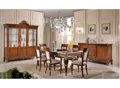 Tavolo da pranzo 6 sedie Sala da pranzo Set da pranzo classico con sideboard 9 pezzi