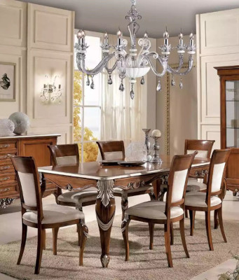 Tavolo da pranzo 6 sedie Sala da pranzo Set da pranzo classico con sideboard 9 pezzi