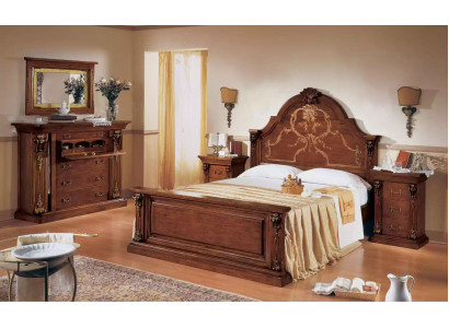 Set da camera classico marrone letto 2 comodini comò set 5 pezzi.