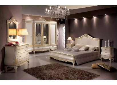 Set camera da letto Letto 2 comodini Armadio Guardaroba Comò Specchio