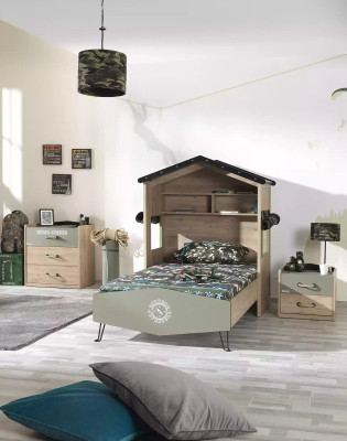 Comò Armadio Legno Comodini Mobili per bambini Sideboard Design Verde Lusso
