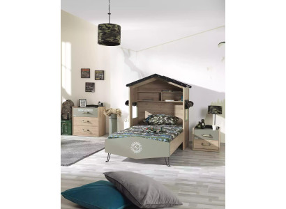 Comò Armadio Legno Comodini Mobili per bambini Sideboard Design Verde Lusso