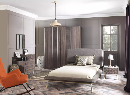 Comò armadio Legno Comò Camera da letto Sideboard Design Grigio Lusso