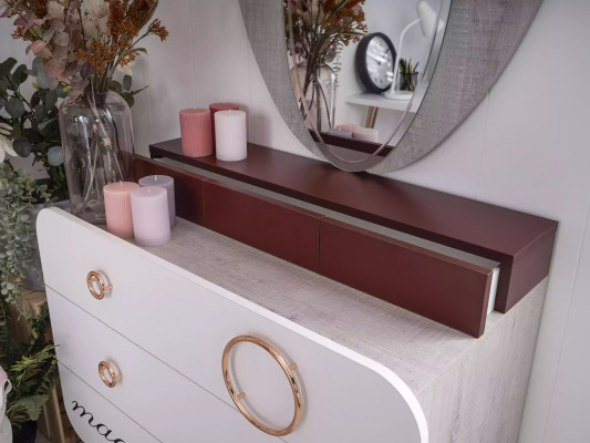 Mobile a cassetti in legno bianco 3 pezzi con specchio da designer Set per cameretta per bambini 2 pezzi